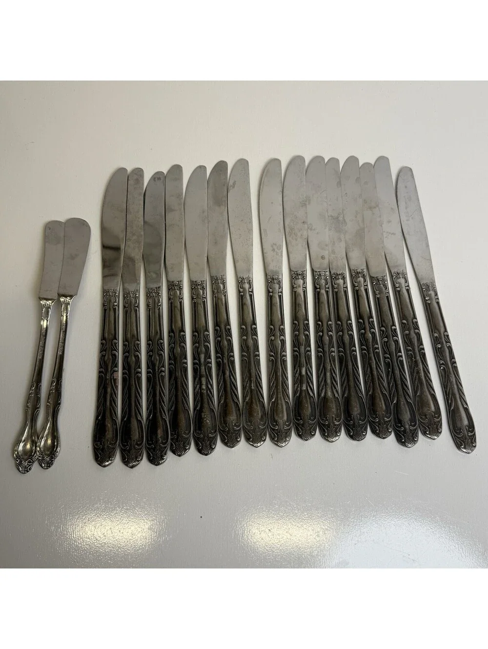National Stainless Flatware Dinner Butter Knives Japan Medford Vintage Silver